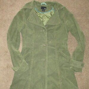 H&M Long Corduroy Jacket Women's Size 6 Green